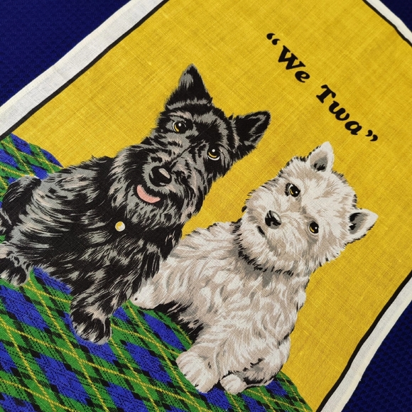 Vintage Scottish tea towel "Scottish Terriers. We Twa". Company: LINANNE. - Picture 5 of 7